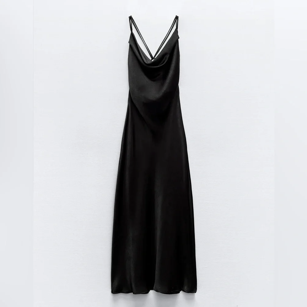 Zara Black Strappy Back Midi Dress - Picture 5 of 8
